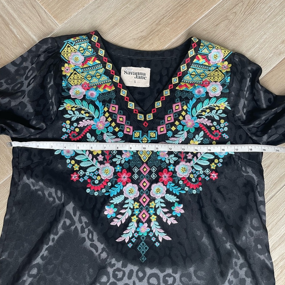 Savannah Jane Leopard Print Black Floral Embroide… - image 8